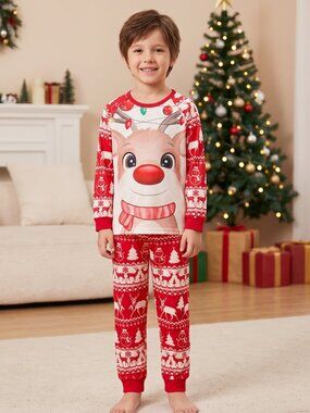 NWT | Kids 2-Piece Reindeer & Fair Isle Christmas Pajama Set 8-9Y